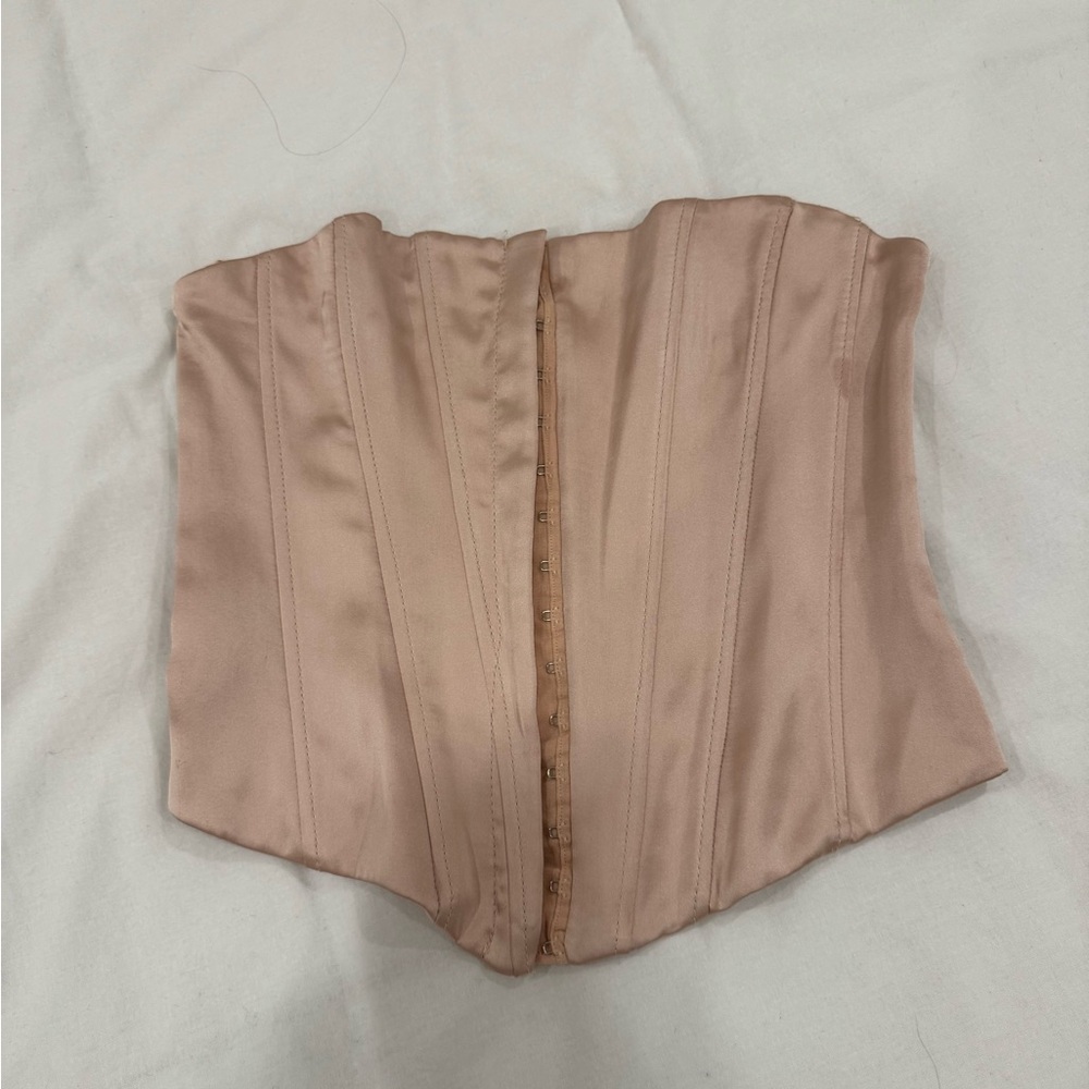 Zara corset top in ballet pink color. Size S never worn but has flaws.